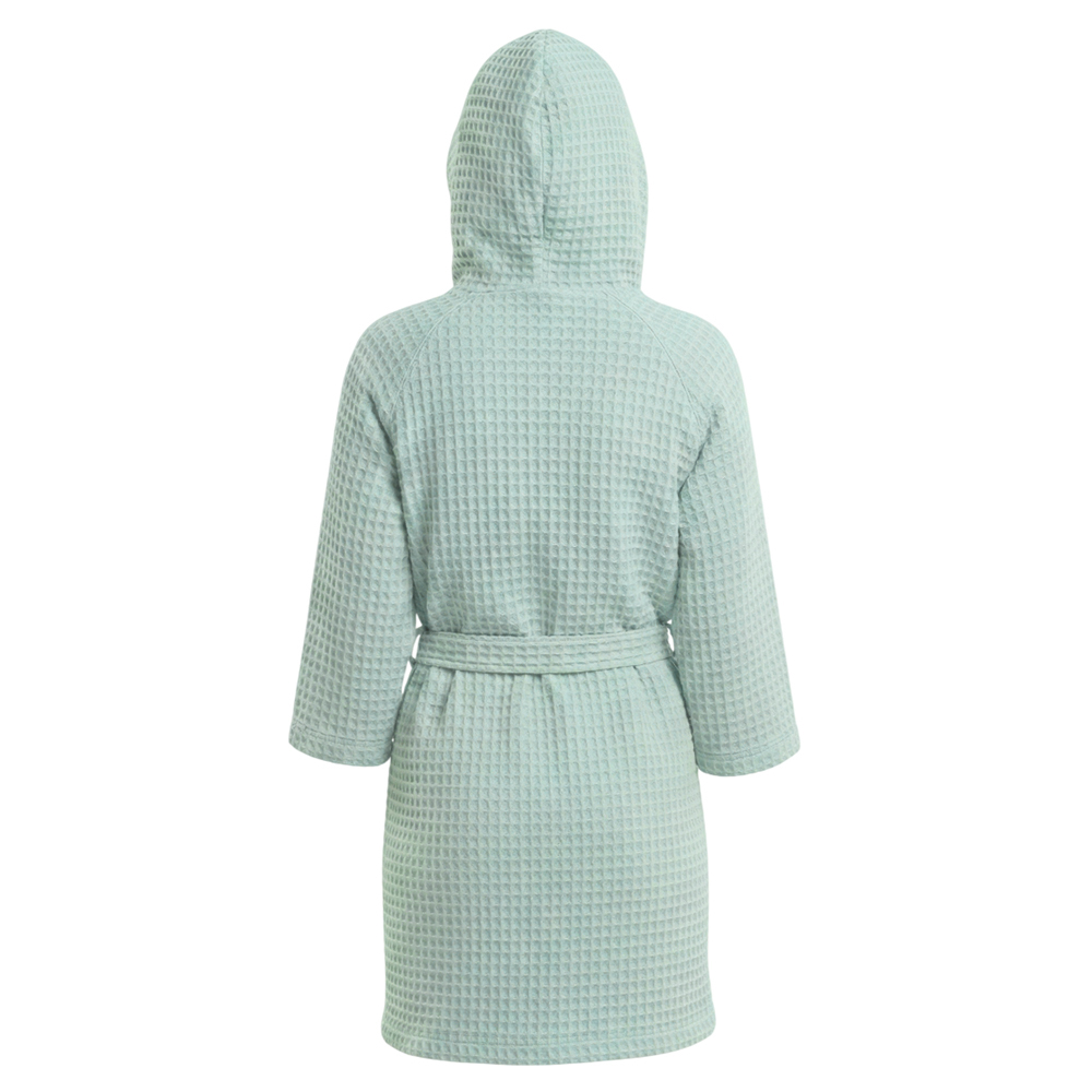 Банный вафельный халат с капюшоном Модель-403, серая мята thumbnail 3