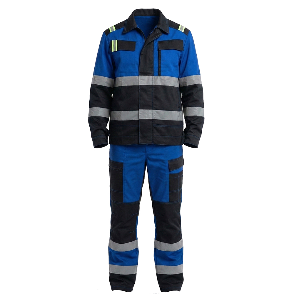 Костюм летний мужской Модель-102, синий с черным и флуоресцентным желтым thumbnail 2