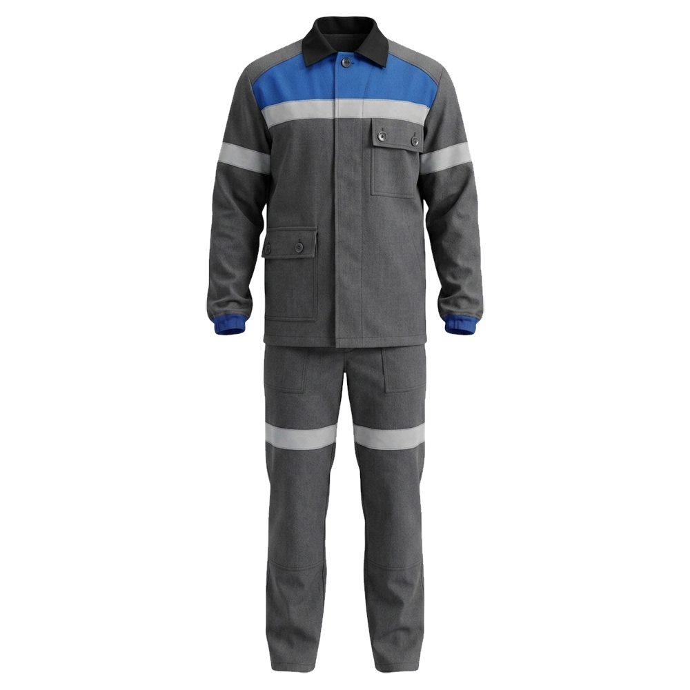 Костюм летний мужской шахтерский Модель-119, темно-серый с синим