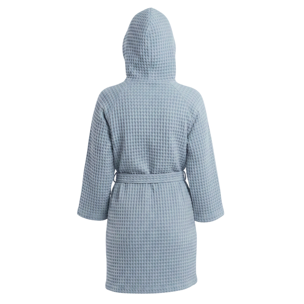 Банный вафельный халат с капюшоном Модель-402, светлый серо-голубой thumbnail 3