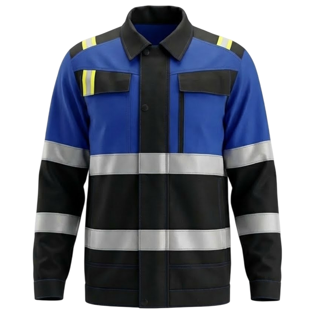 Костюм летний мужской Модель-102, синий с черным и флуоресцентным желтым thumbnail 5