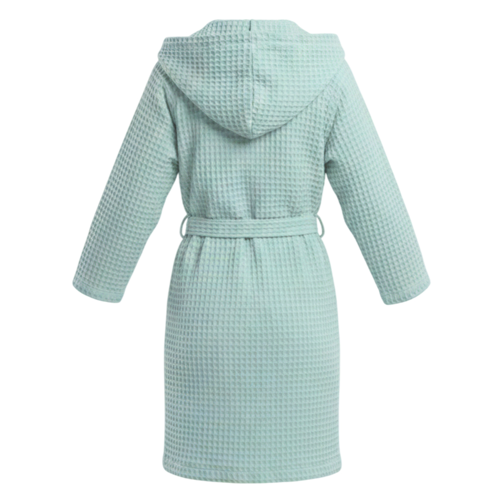 Банный вафельный халат с капюшоном Модель-403, серая мята thumbnail 2