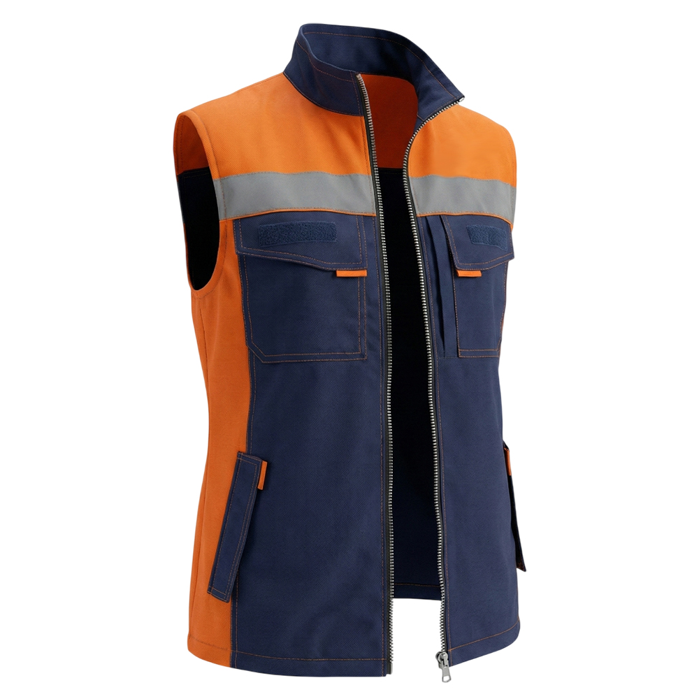 Комплект летний куртка и жилет мужской Модель-115, темно-синий с оранжевым thumbnail 5